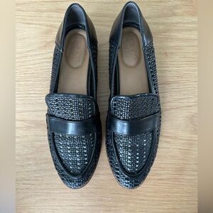 Franco Sarto Black Woven Loafers